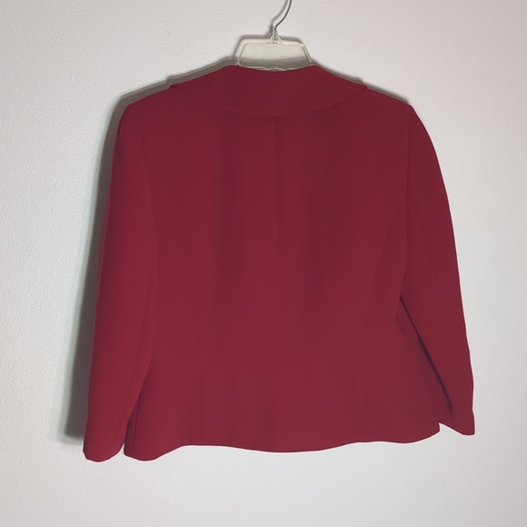 Alex Marie Womens Blazer Ruffle Cropped Quiet Luxury Business Casual Red Size 10 - Picture 9 of 11